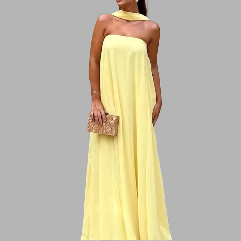 Spring Elegant Women Clothing Patchwork Wrapped Chest Large Swing Sexy Party Dress by Ragazza