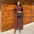 Women Clothing Waist Controlled Solid Color Pleated Hip Dress Vertical Swing Office Turtleneck Long Sleeve Dress Tide by Ragazza