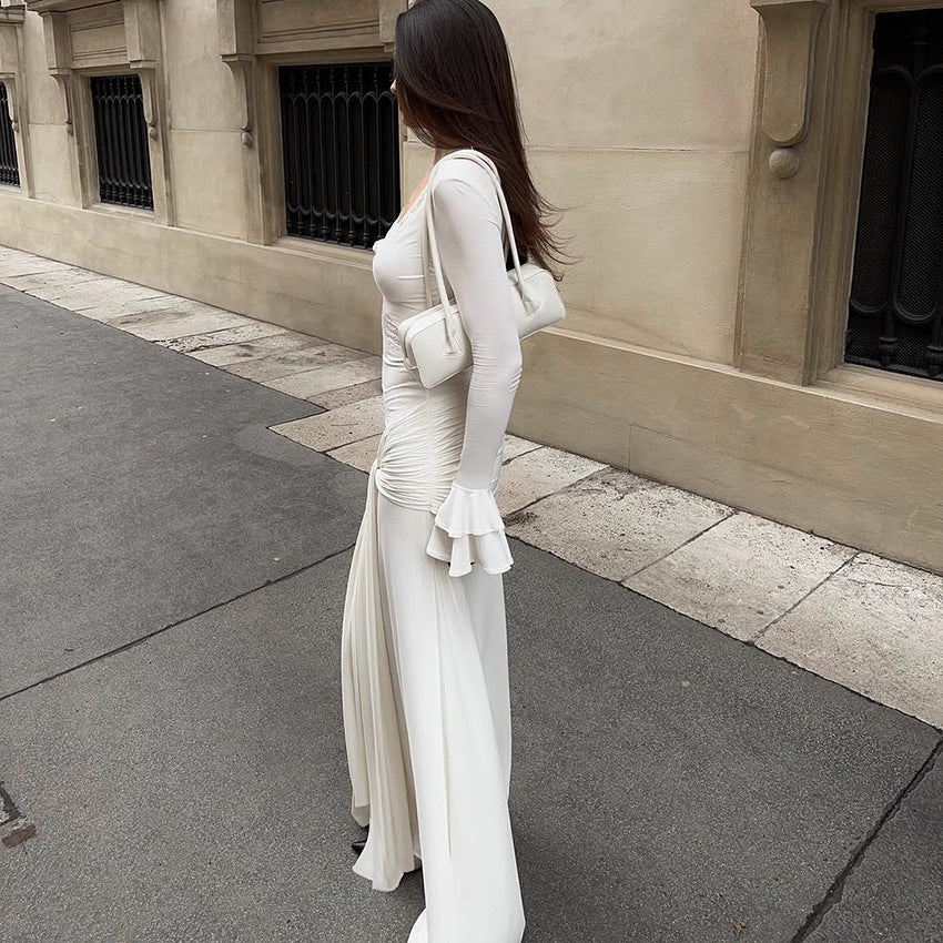 Spring Women Elegant Dress Elegant Design Sexy Lace Stitching Slim Fit Maxi Dress by Ragazza