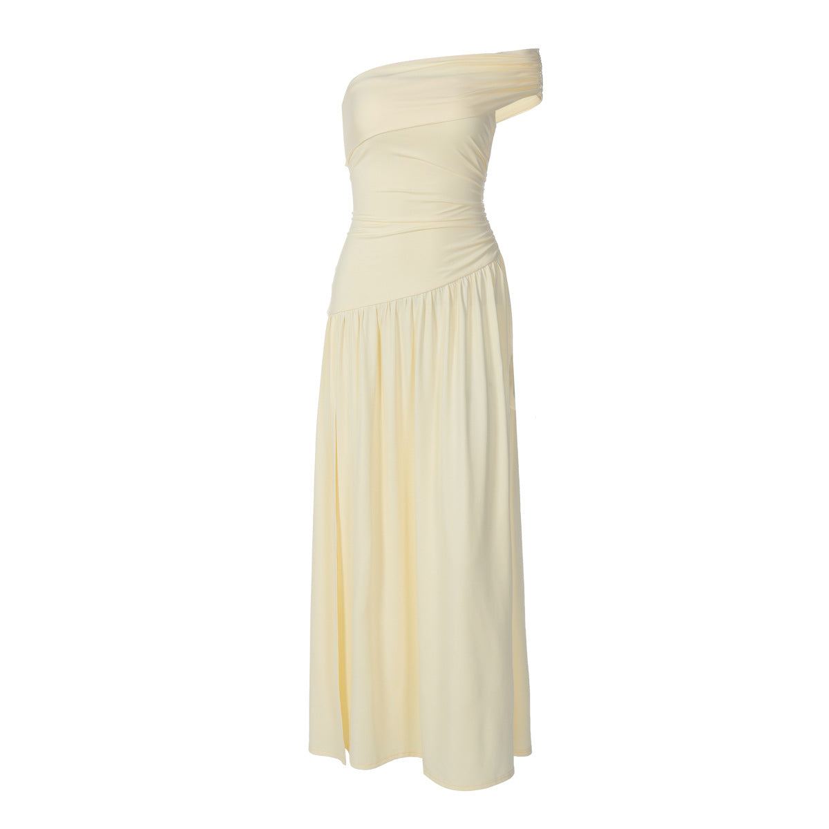 French Women Autumn Sexy Split Shoulder Tube Top Pleated Dress by Ragazza