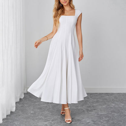 Elegant Stretch Strap Dress Sexy Backless Waist Trimming Lace up Long Dress  DestGlow