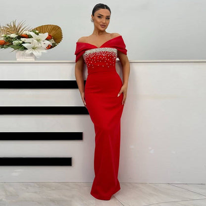 Women Clothes Elegant Graceful Diamond Hairpin Shoulder Bandage Dress Party Cocktail Evening Dress by Ragazza