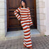 Striped Contrast Color Beach Vacation Sexy Dress Knitted Hollow Out Cutout Maxi Dress Blouse Summer Women by Ragazza