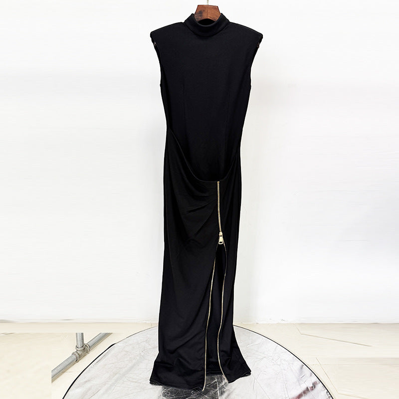 Sleeveless Zipper Split Stretch Maxi Dress Maxi Dress Gown by Ragazza
