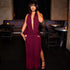 Women Clothing Sexy Halter Deep V Plunge neck Backless Split Solid Color Dress by Ragazza