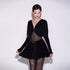 Autumn Sexy Lace See through V neck Patchwork Long Sleeve Short Dress Elegant Dress by Ragazza