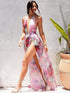 Spring Summer Women Sexy Suspenders Deep V Plunge Floral Shape Printing Slip Dress by Ragazza
