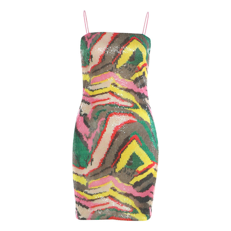 Summer Sexy Slim Fit Skinny Sequin Sling Sheath Dress  DestGlow