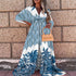 Women Clothing Spring Summer Casual Vacation V neck Printed Dress by Ragazza