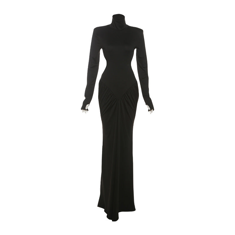 Summer Women Clothing High Collar Slim Sexy Backless Solid Color Maxi Dress by Ragazza