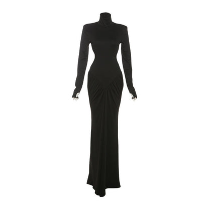 Summer Women Clothing High Collar Slim Sexy Backless Solid Color Maxi Dress by Ragazza