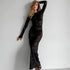 Autumn Sexy Brocade Lace Long Sleeve Tight See through Jacquard Dress Women Clothing Maxi Dress by Ragazza