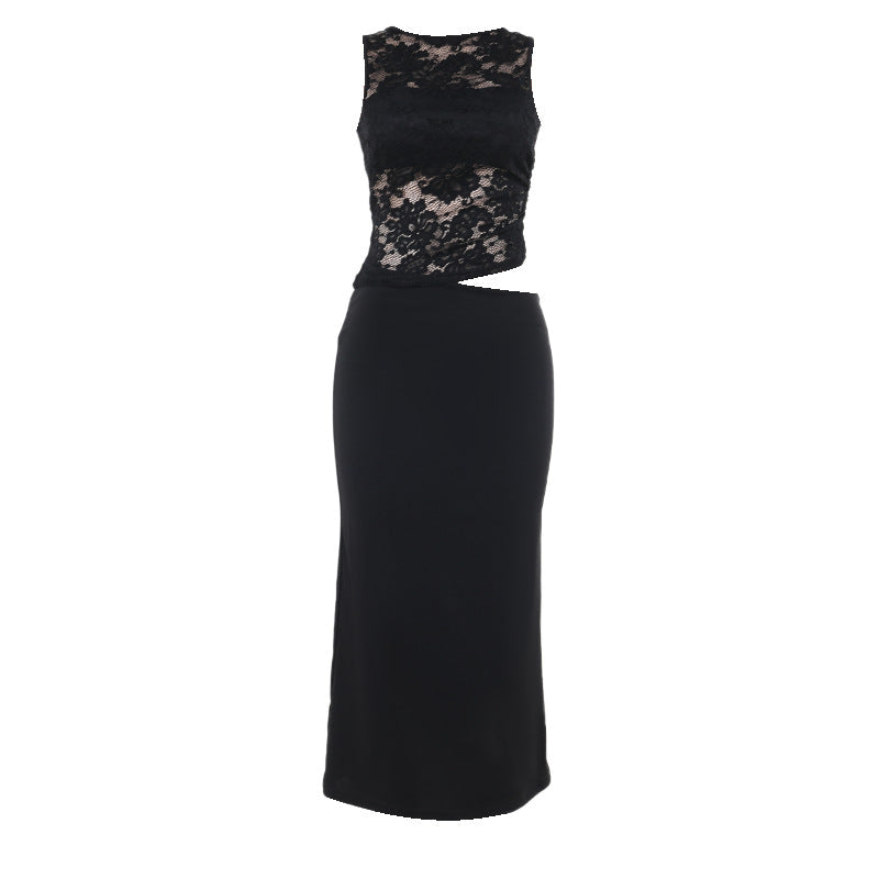 Autumn Elegant Sexy Vest Lace Hollow Out Cutout Slim Fit Dress Women  DestGlow