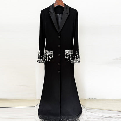 Heavy Industry Beads Diamond Tailored Collar Dress Dress Fishtail Dress by Ragazza