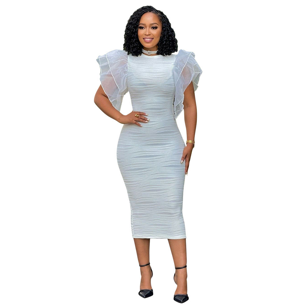 Women Clothing Stitching Ruffle Sleeve Summer Africa Dress by Ragazza