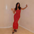 Hollow Out Cutout out Camisole Women Sexy Bohemian Beach Wooden Ear Knitted Sling Tiered Ruffle Maxi Dress Women by Ragazza