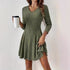 Elegant Knitted V neck Long Sleeve Dress Short Dress Large Swing Dress Women Clothing by Ragazza