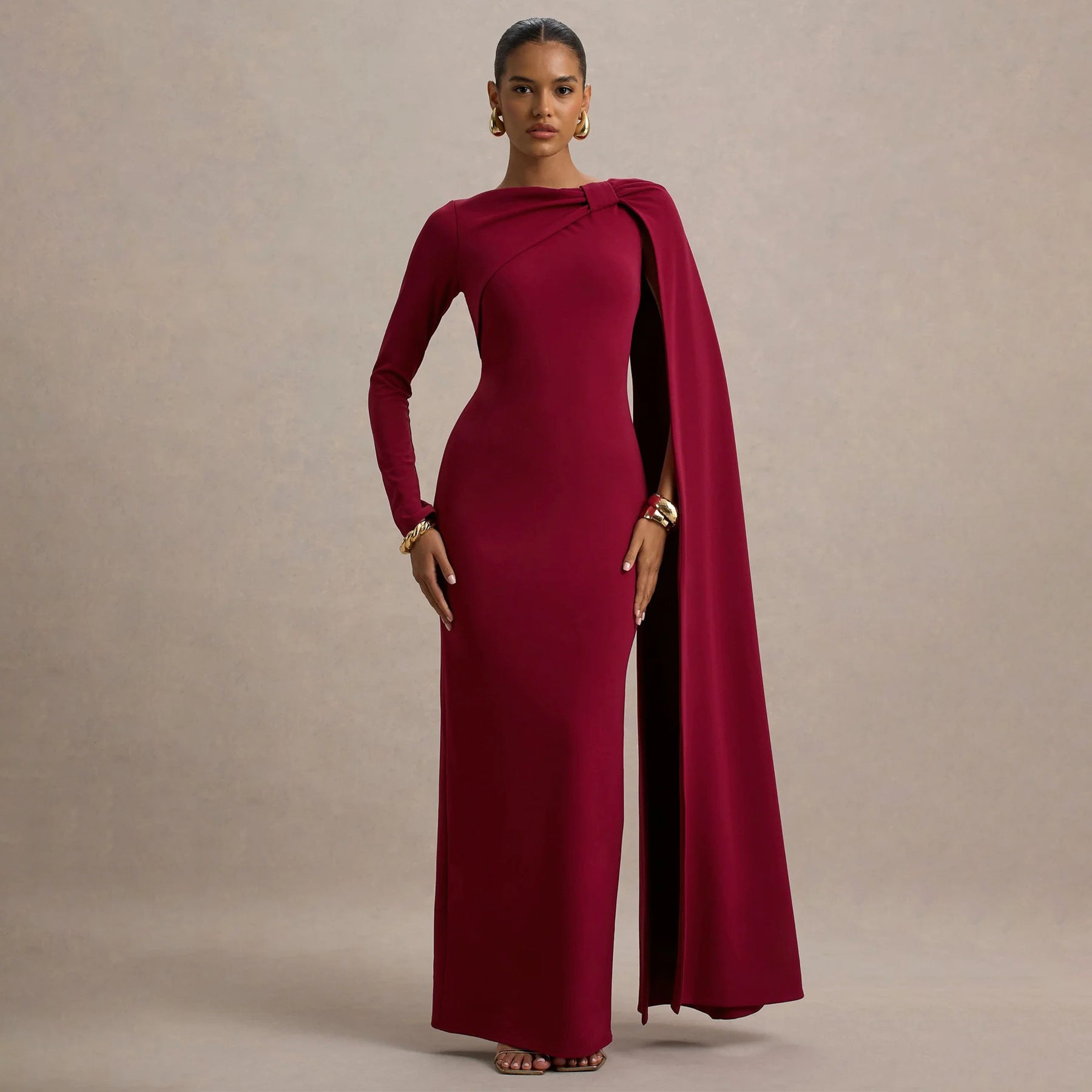 Women Wear One Shoulder Ribbon Evening Dress Long Sleeve Sexy Sheath Dress by Ragazza