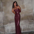 Wine Red Vintage Camisole Faux Leather Skinny Sheath Dress Split Dress Dress by Ragazza