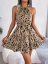 Spring Summer Casual Leopard Print Ruffled Large Swing Halter Dress Women Clothing by Ragazza