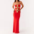 Summer Ladies Sexy Cutout Dress off Neck Metal Floral Sexy Slim Fit Maxi Dress by Ragazza