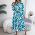 Spring Summer Casual Floral Long Sleeve Shirt Ruffled Maxi Dress Women Clothing  DestGlow