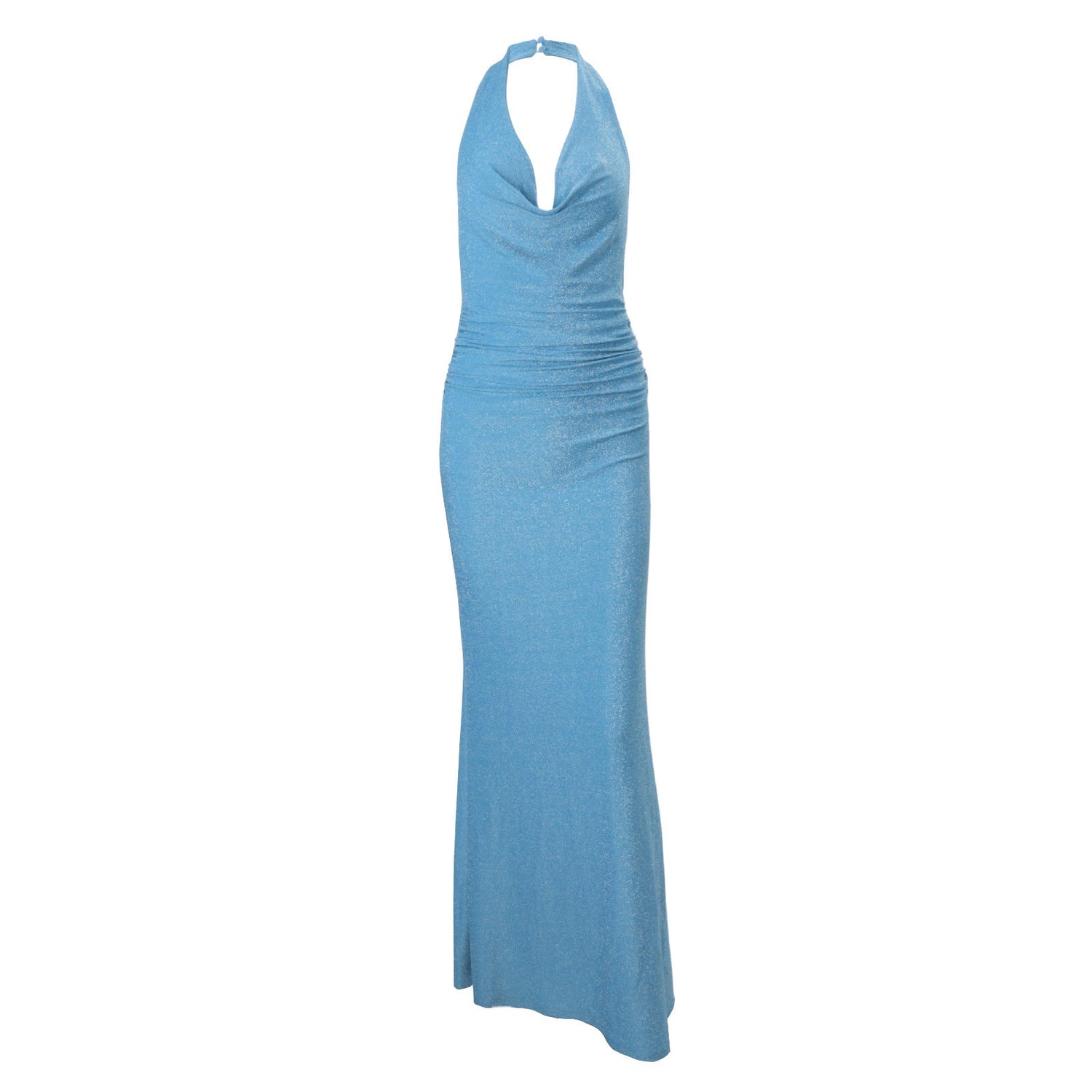 Fall Women Clothing Sexy Backless Halter Swing Collar Solid Color High Waist Slim Hip Long Dress by Ragazza