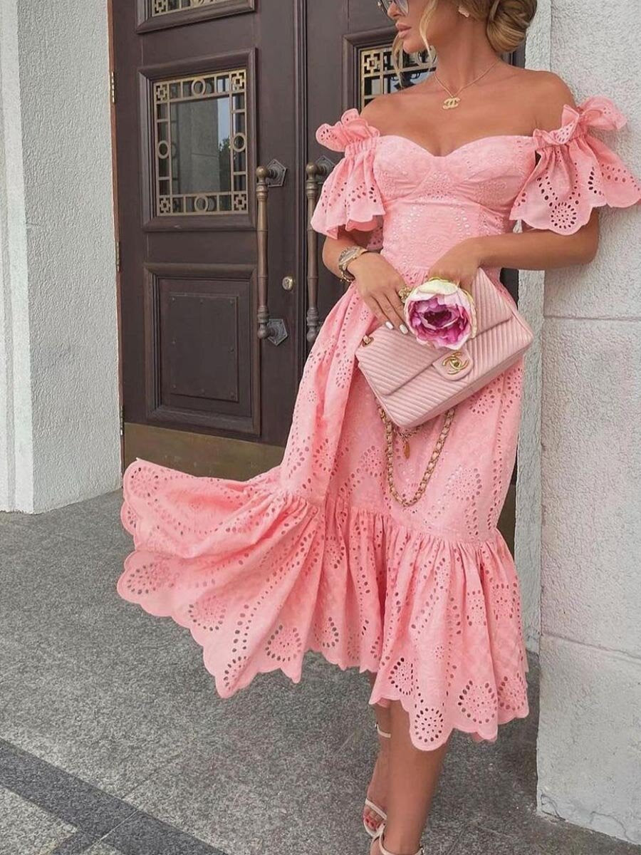 Fall Women Clothing Sexy Off The Shoulder Polka Dot Dress Maxi Dress by Ragazza