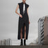Autumn Collared Hollow Out Cutout Split Design Black Dress Tie Slim Fit Maxi Dress by Ragazza