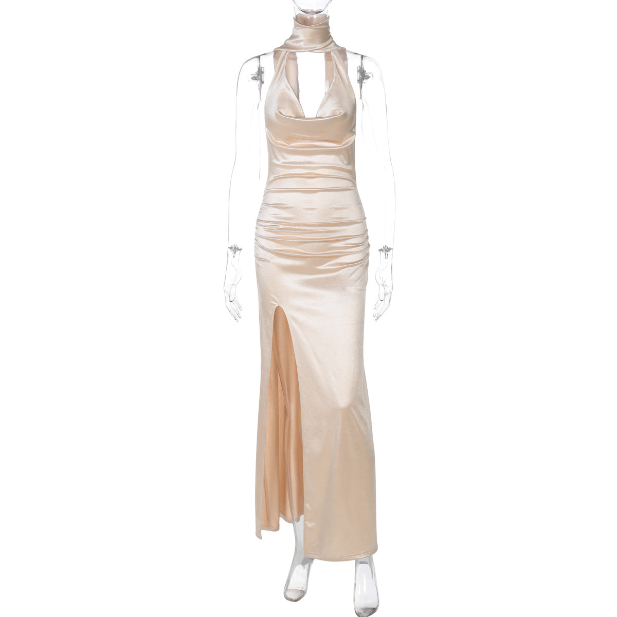 Best Seller in Women Sexy Deep V Plunge Halter Backless Ribbon Split Dress Women by Ragazza