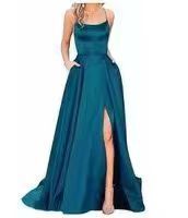 Bridesmaid Dress Long Maxi Dress Small Trailing Strap Solid Color Cocktail Evening Dress by Ragazza