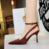 Sexy Leopard Print Stiletto Heels Women Pointed Toe Satin Hollow Out Cutout out Strap Classy Shoes  DestGlow