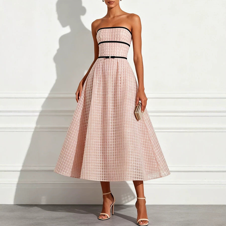 Spring Summer Sleeveless Wrapped Chest Sequ Dress Party Holiday Dress Women Clothing  DestGlow