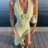 Deep V Plunge Neck Backless Dress Sexy High Split Cami Dress Beauty Back Knitted Dress by Ragazza