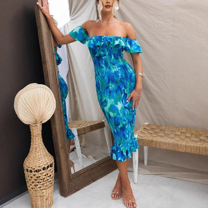 Summer off Shoulder Lace Skinny Sheath Elegant Sexy Dress by Ragazza