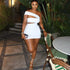Women Clothing Solid Color Dress Sexy Diagonal Collar Cold Shoulder Sleeveless Hip Dress by Ragazza