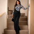 Stitching Women Pleated Slim Hip Micro Transparent Stand Collar Long Sleeve Faux Two Pieces Maxi Dress by Ragazza