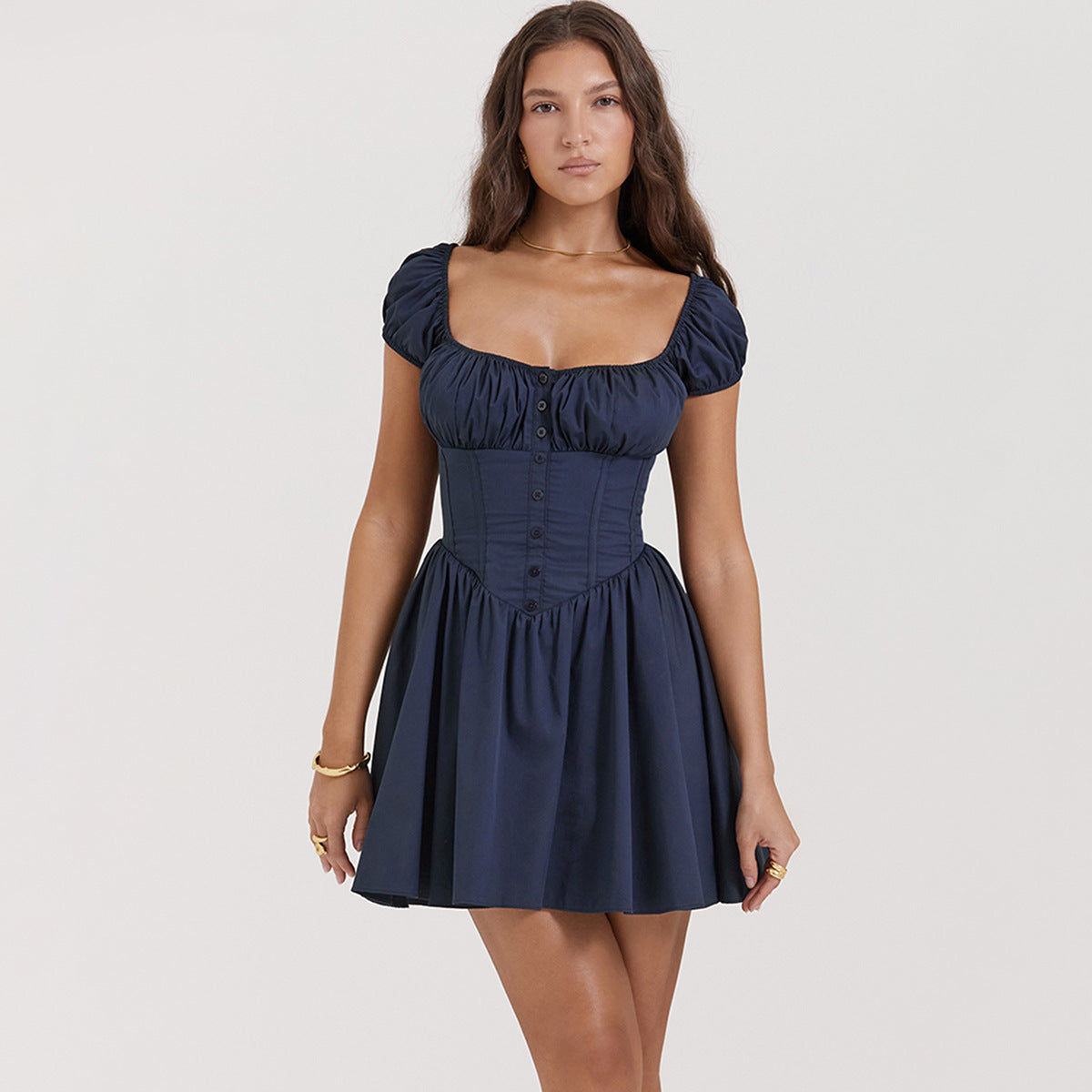 Sweet Spicy Women Dress Boning Corset Slim Fit Sexy Puff Sleeve Square Collar Dress Women by Ragazza