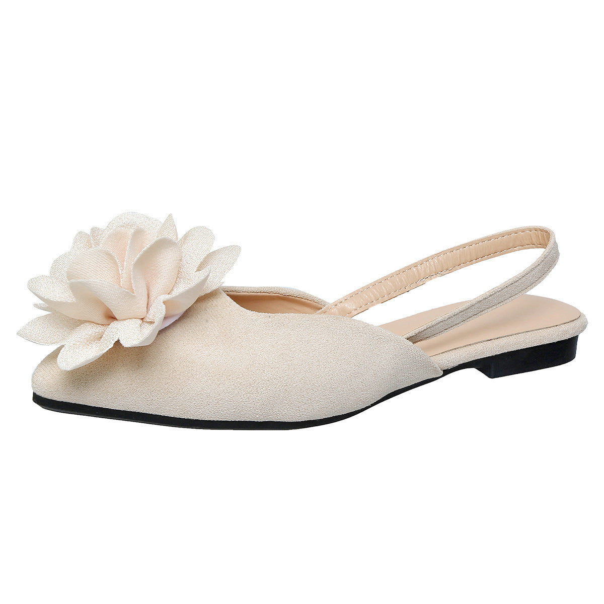 Floral Flat Toe Box Slingback Sandals Women Pointed Toe Slip on Suede Flat Pumps  DestGlow