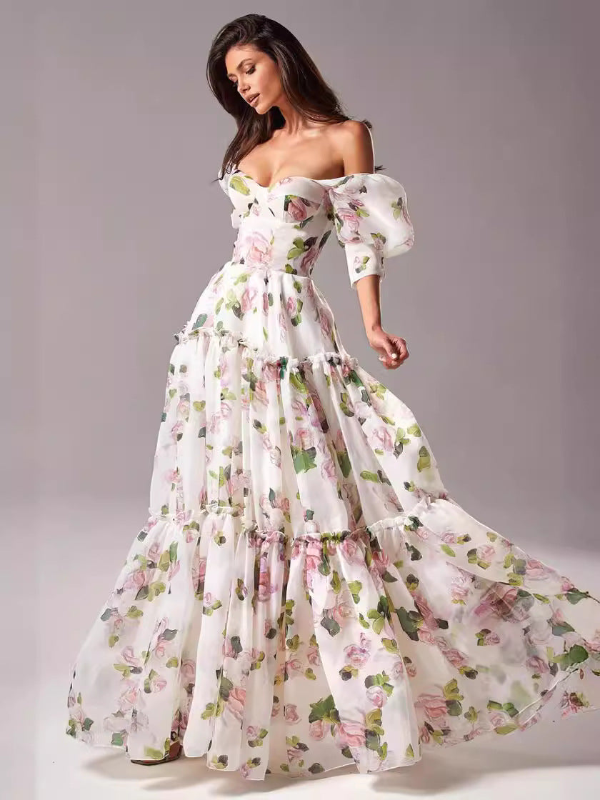 Spring Summer off the Shoulder Women Organza Fairy Long Elegant Evening Dress by Ragazza