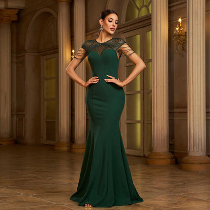 Women Clothing Advanced Sleeveless round Neck Sequ Slim Sheath Cocktail Fishtail Evening Dress by Ragazza