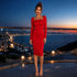 Red Slimming Long-Sleeved Dress Autumn Women Backless Hip Dress Party Short Evening Dress  DestGlow