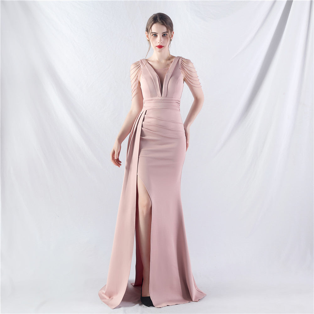 Total Satin Folding Craft Craft Beaded Evening Dress by Ragazza