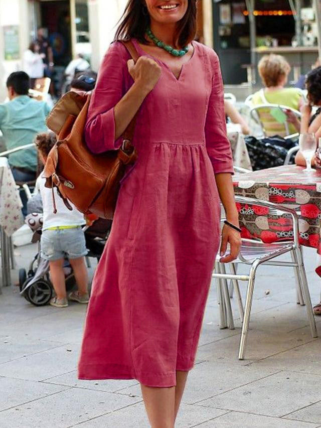 Women Clothing Autumn Winter Loose Half Length Sleeve Dress by Ragazza
