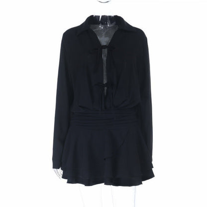 Women Dress Ruffled Long Sleeve Sexy Cutout Slim Fit by Ragazza