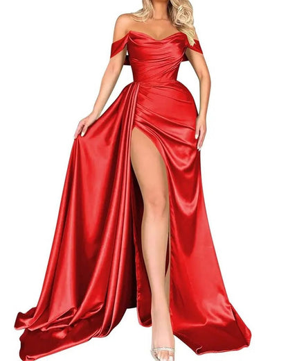 Cocktail High Slit Sexy Host Off Shoulder Slimming Party Evening Dress by Ragazza