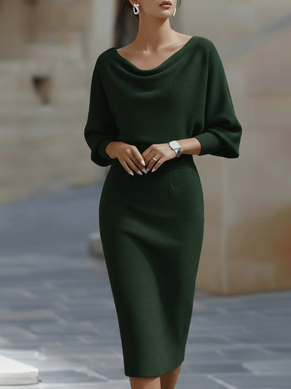 Draped Batwing Sleeve Mid Length Dress by Ragazza