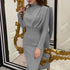 Autumn Waist-Controlled Western Solid Color Long Sleeve Dress by Ragazza