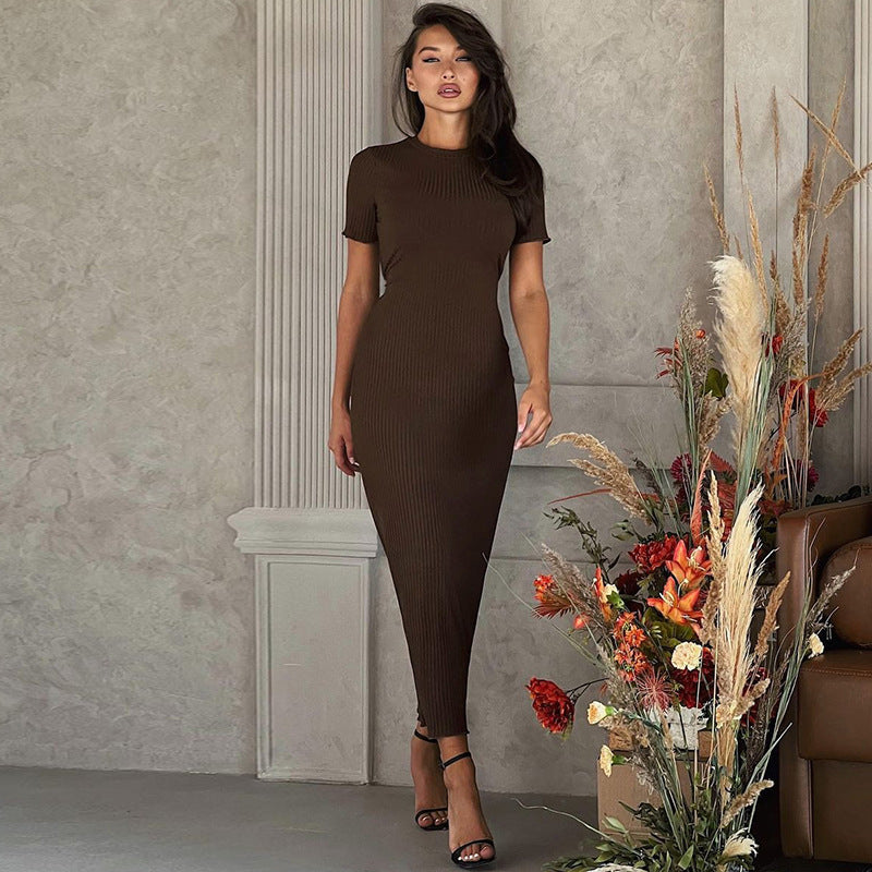 Women Clothing Winter round Neck Slim Back Lace up Long Sleeve Dress by Ragazza