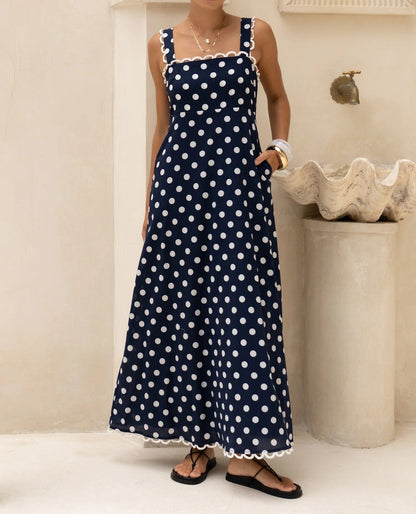 Summer Dress Polka Dot Print French a Hem Lace Dress by Ragazza